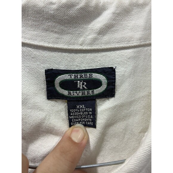 Royals XXL Embroidered Button Up Shirt White Three Rivers KC Baseball Vintage - Picture 6 of 8